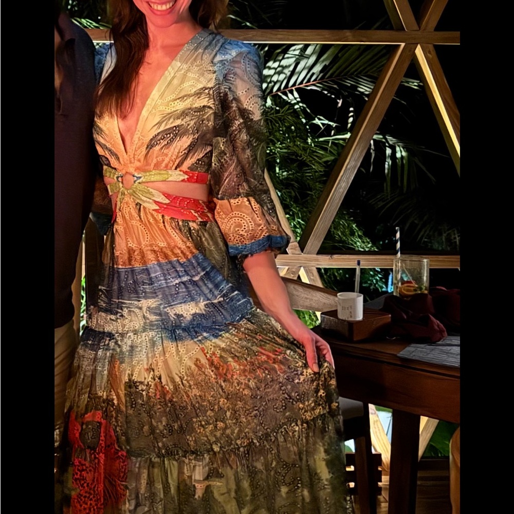 Alice + Olivia Patricia Tiered Vibrant Multicolor Maxi Dress - Picture 6 of 6